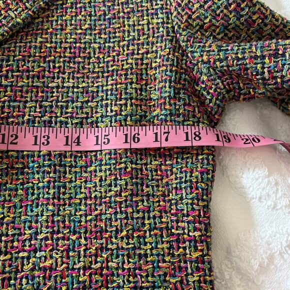 VTG SOIREE PETITES Tweed Blazer Multicolor Sz M Sophisticated Academia Old Money - Picture 8 of 9